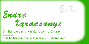 endre karacsonyi business card